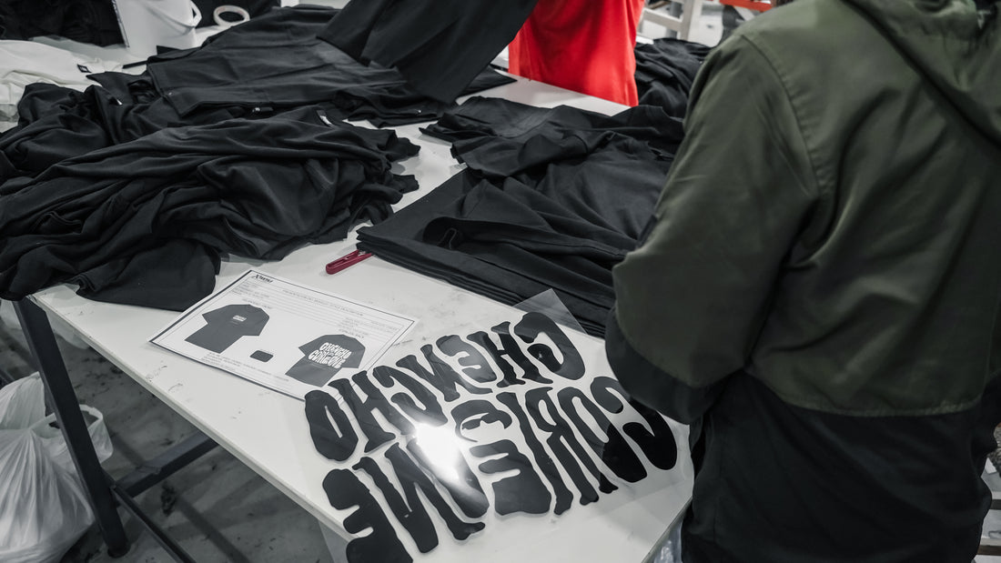 Chencho Corleone artwork and black garments prepared for customization