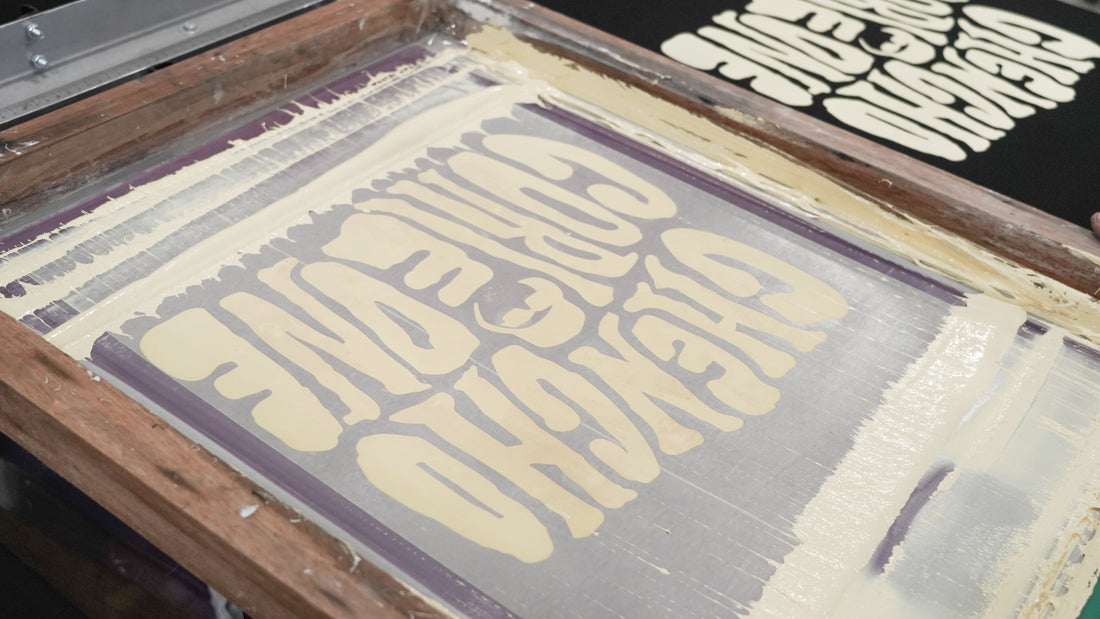 Chencho Corleone screen print artwork prepared in the Xtextile workshop